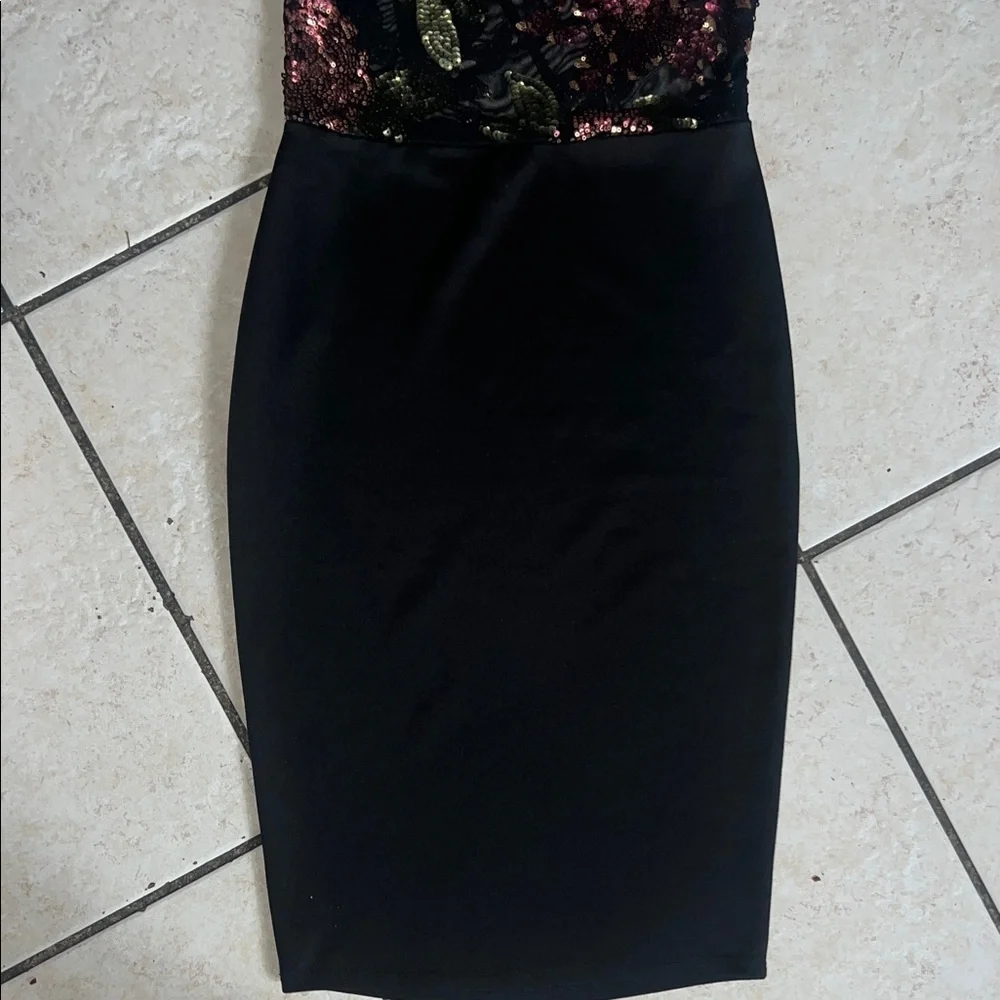 Charlotte Russe Black Dress with Floral Embroidery